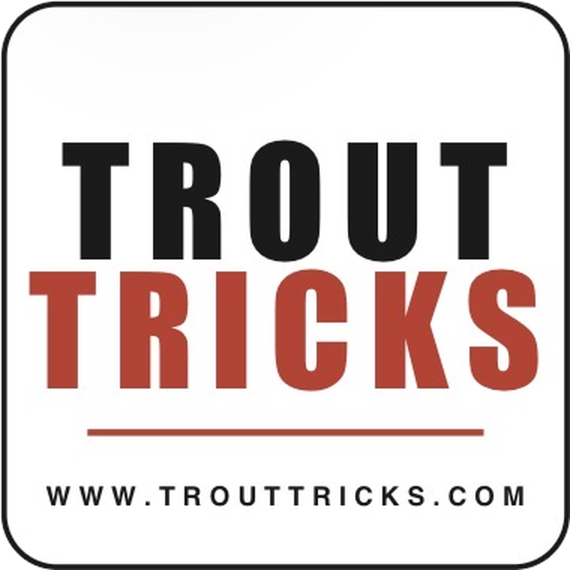 Trout Tricks Square Sticker — die-cut weatherproof vinyl